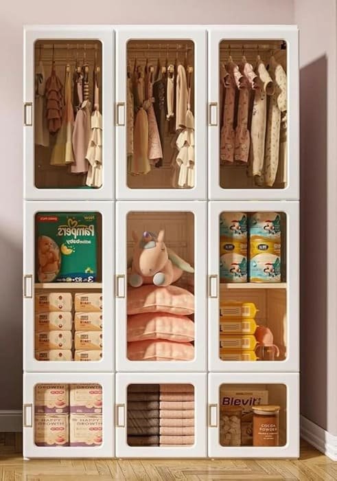 32 Portable Wardrobe Closet Organizer Large Capacity 20 Deep Plastic Armoire with Magnetic Doors