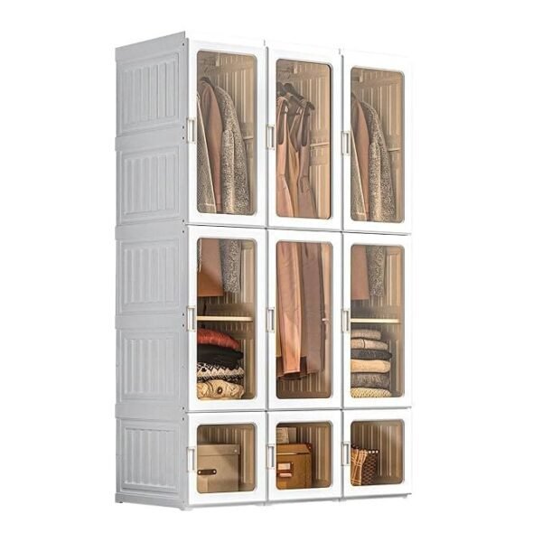 33 Portable Wardrobe Closet Organizer Large Capacity 20 Deep Plastic Armoire with Magnetic Doors
