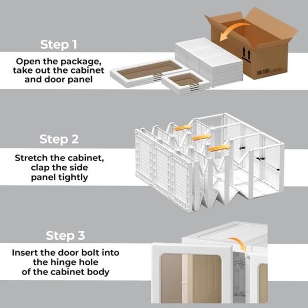 34 Portable Wardrobe Closet Organizer Large Capacity 20 Deep Plastic Armoire with Magnetic Doors