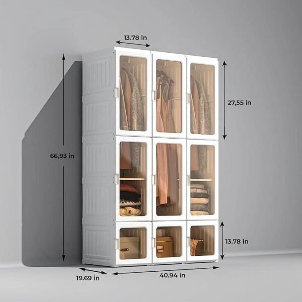 35 Portable Wardrobe Closet Organizer Large Capacity 20 Deep Plastic Armoire with Magnetic Doors