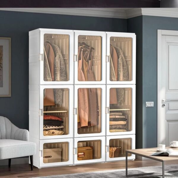 36 Portable Wardrobe Closet Organizer Large Capacity 20 Deep Plastic Armoire with Magnetic Doors
