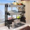 Over Sink Dish Drying Rack – Adjustable, Expandable, and Rust-Resistant 2-Tier Dish Drainer