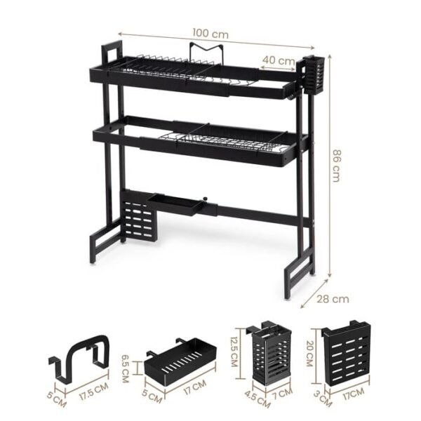 Over Sink Dish Drying Rack – Adjustable, Expandable, and Rust-Resistant 2-Tier Dish Drainer