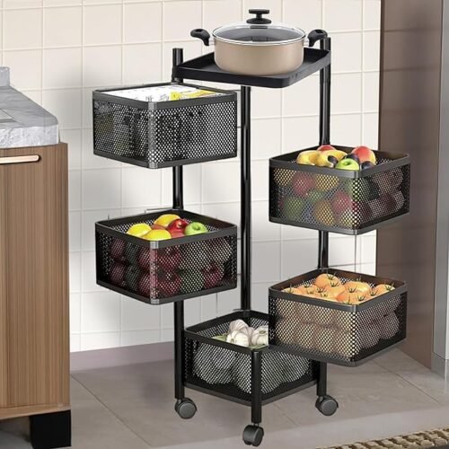 81L+4TX8TrL._SX679_ Kitchenwell Round Multi-Purpose Rotatable Trolley Storage