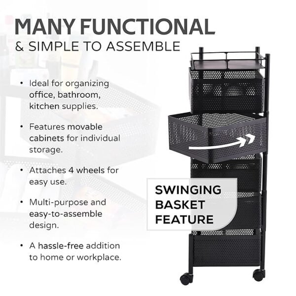 Kitchenwell Round Multi-Purpose Rotatable Trolley Storage